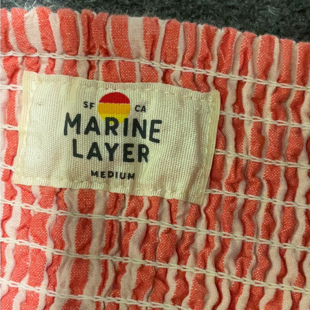 Marine Layer Cali Seersucker Striped High Waist Shorts Medium - Picture 6 of 9